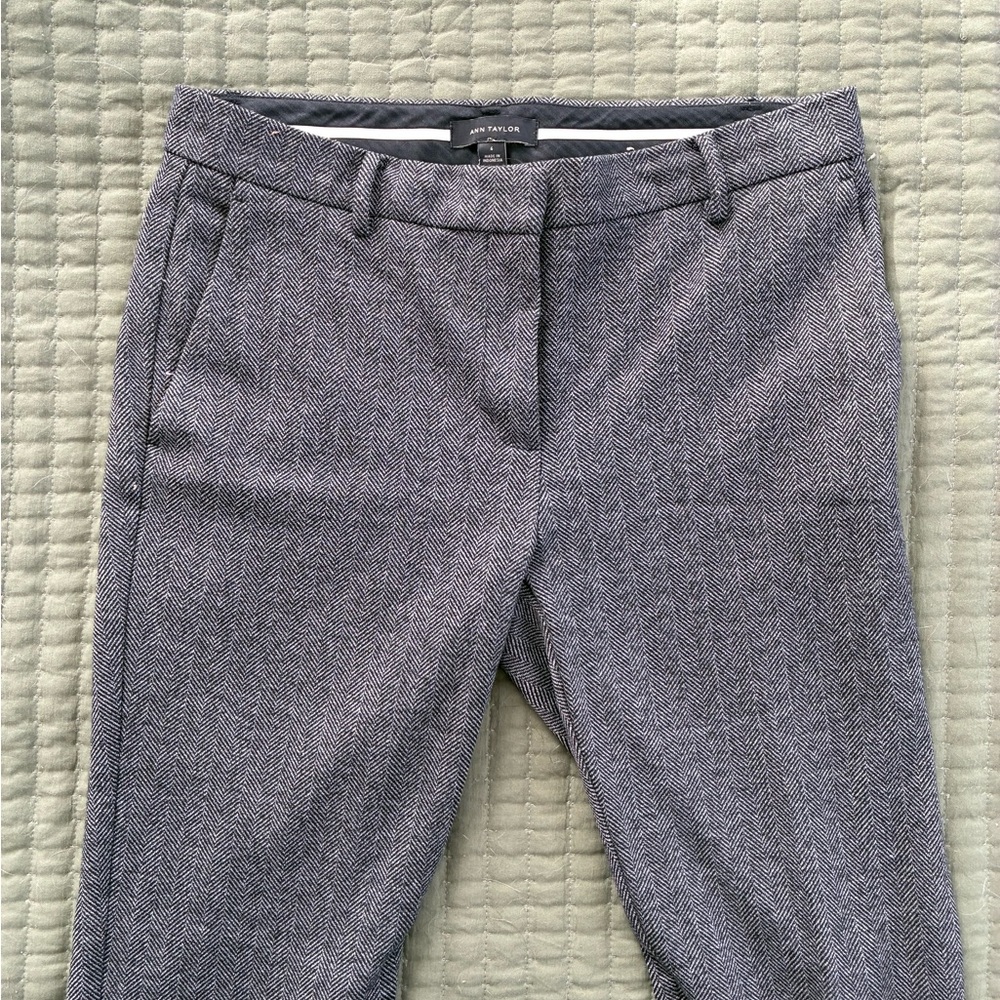Ann Taylor Black and White Herringbone Pants